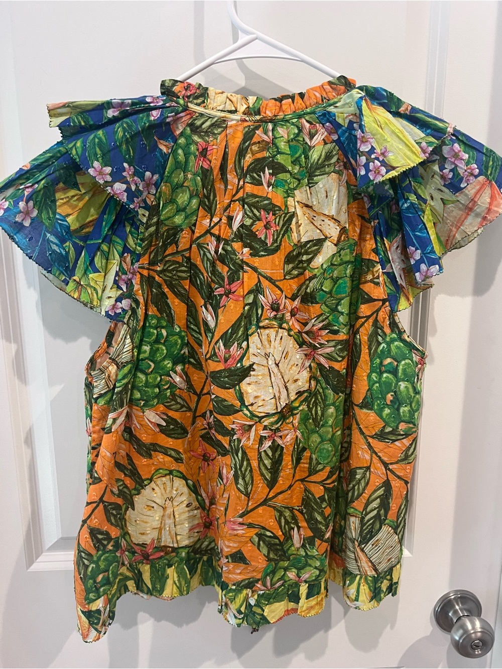 FARM Rio Tropical Botanical Ruffle-Sleeve Blouse Size Medium - Picture 10 of 16